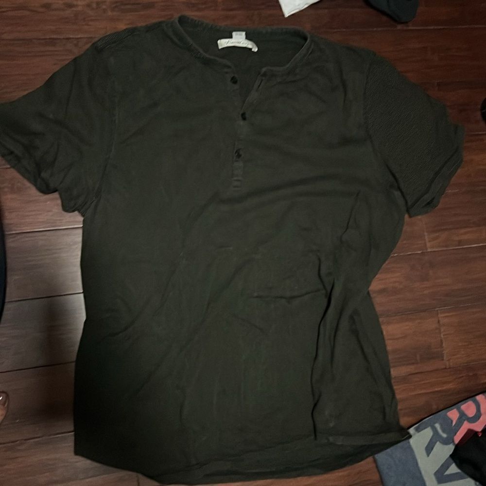 Kenneth Cole - Mens Shirt - XXL - Like New Brown Black Striped Shirt 3 Buttons